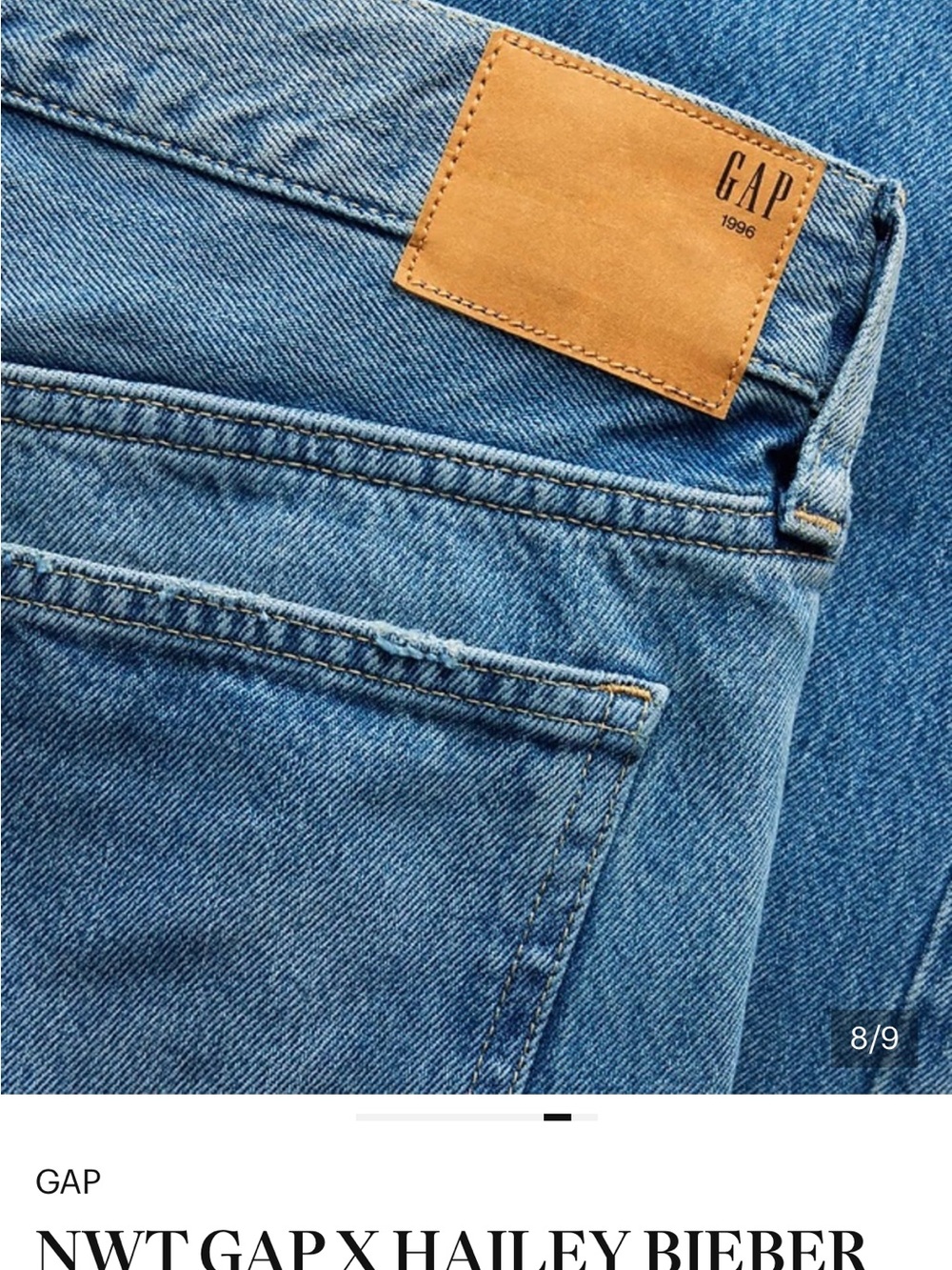 GAP x Hailey Bieber Low Rise Loose Fit Jeans - Light Blue Wash, size 26 - Picture 8 of 9